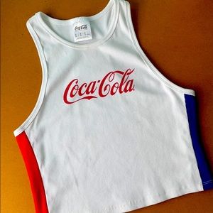 Coca Cola Ribbed Racerback Cropped Tank